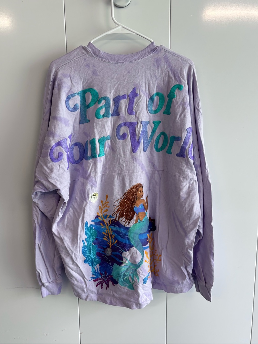 Disney Parks Little Mermaid Ariel Spirit Jersey L Purple Tie Dye Long Sleeve